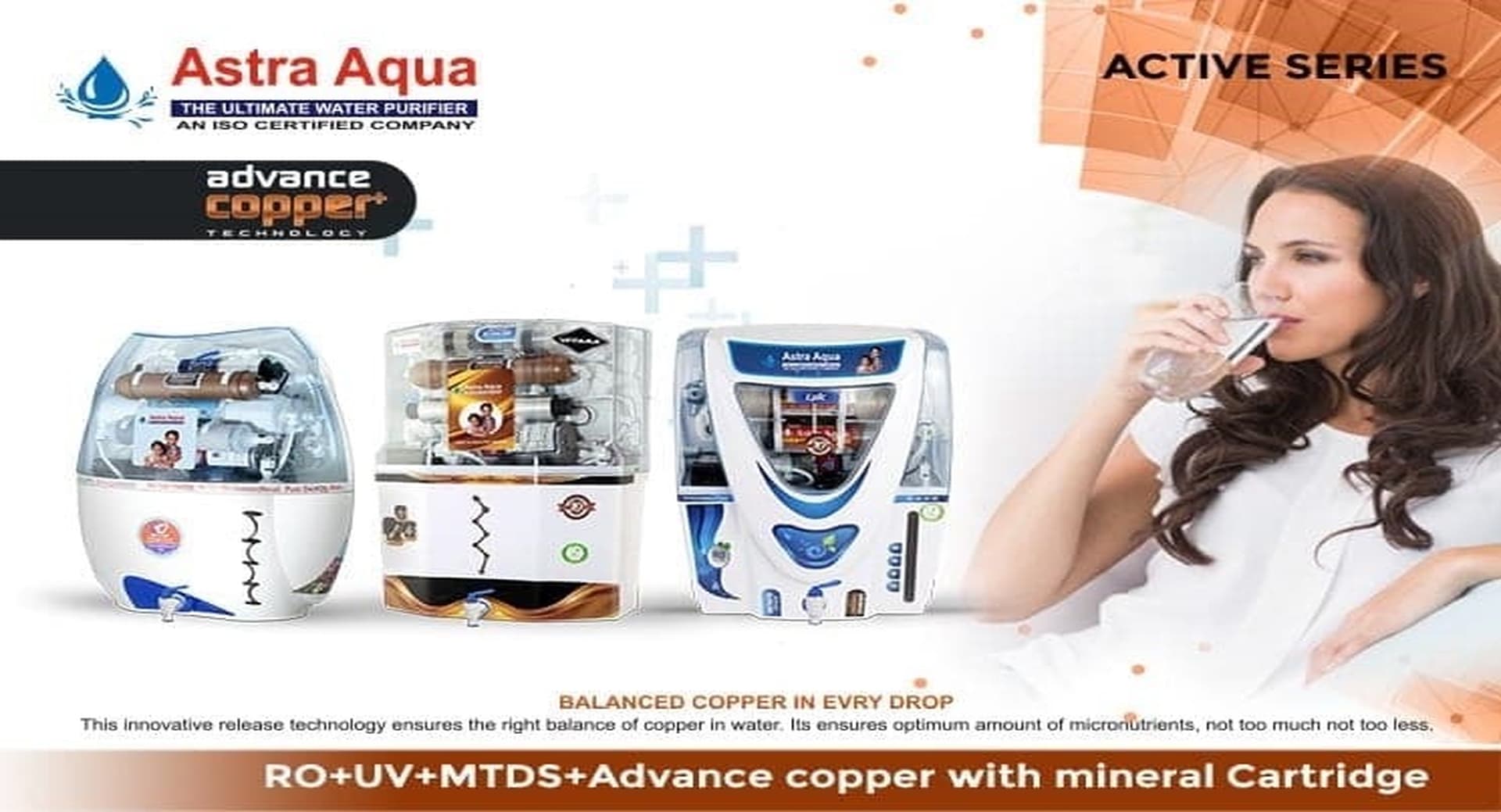 Astra Aqua RO water purifier with clean drinking water
